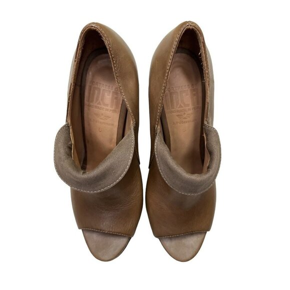 Anthropologie Fortress of Inca Heels Bootie Open Toe Size 6 Camel Brown - Picture 9 of 11